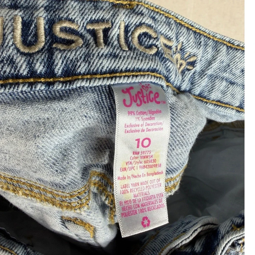 Justice Girls Distressed Shorts size 10 Light Blue‎ Wash